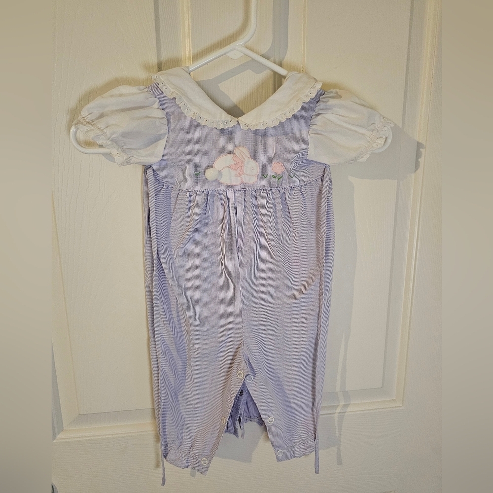 Vintage Baby Girl Easter Bunny Romper Sunday Wear Size Estimate 12-18 Months